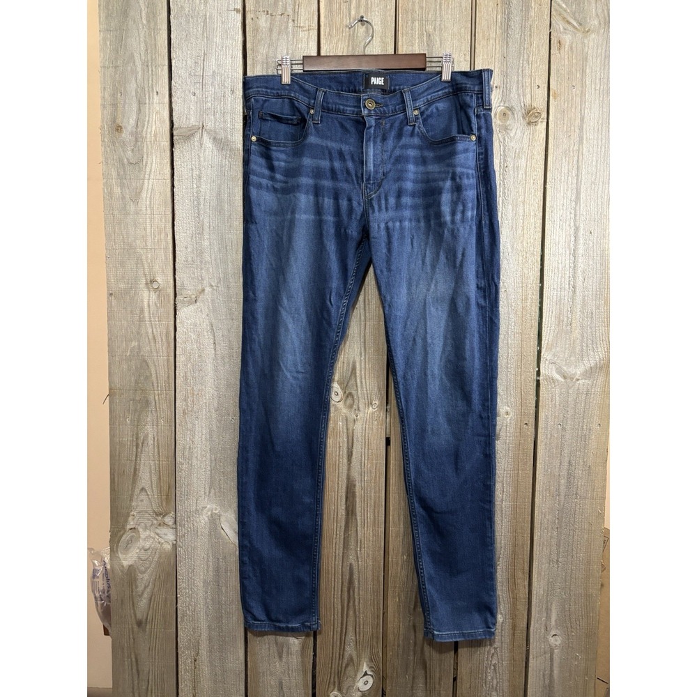 PAIGE Croft Jeans Mens 36x32 Blue Slim Straight Stretch‎ Denim Vallow Wash